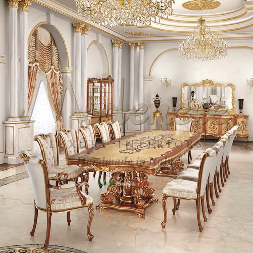 Стилизованный обеденный стол - 15131 - Modenese Luxury Interiors - из дерева / с основанием из древесины / прямоугольный