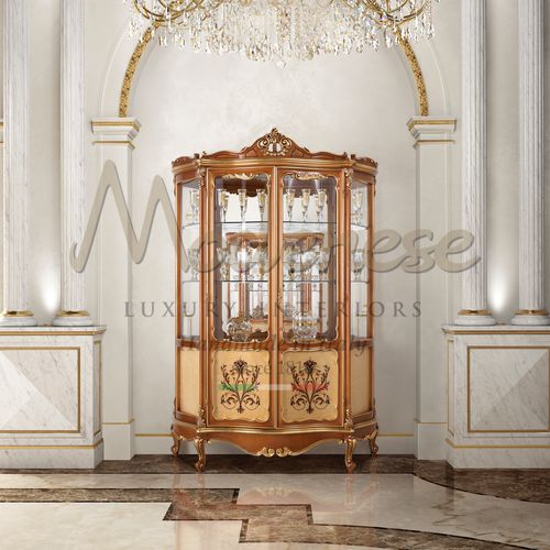 Стилизованный стеклянный шкаф - 15132 - Modenese Luxury Interiors - на основании / из дерева / из стекла