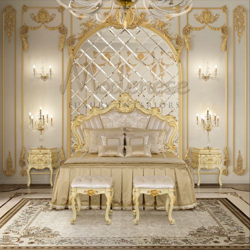 Двуспальная кровать - 15241 - Modenese Luxury Interiors - классическая / с обитым изголовьем / Сделано в Италии