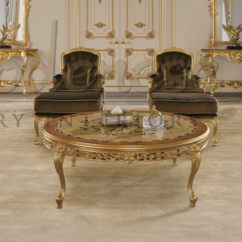 Стилизованный столик на одной ножке - 15816 - Modenese Luxury Interiors - из дерева / с основанием из древесины / круглый