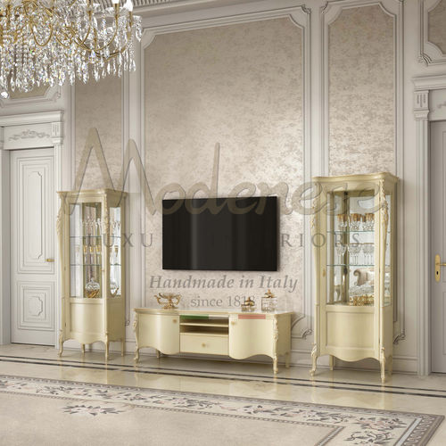 Классический стеклянный шкаф - 17115-17116 - Modenese Luxury Interiors - на основании / из дерева / из стекла