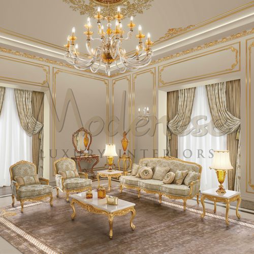 Классический диван - 17404 - Modenese Luxury Interiors - из ткани / из дерева / цвет по индивидуальному заказу