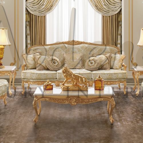 Классический журнальный столик - 17607 - Modenese Luxury Interiors - из дерева / из мрамора / с основанием из древесины