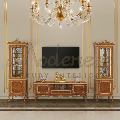 Классический стеклянный шкаф - 17104-17105 - Modenese Luxury Interiors - на основании / из дерева / из стекла