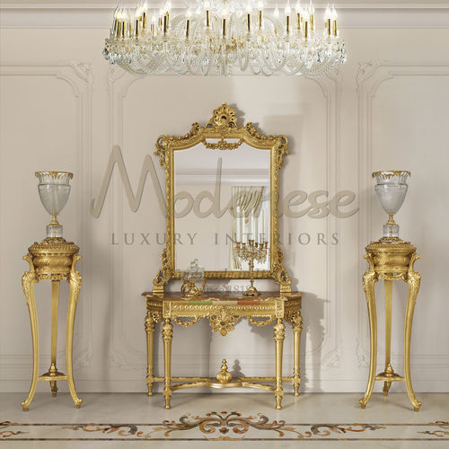 Классический стол-консоль - 17664 - Modenese Luxury Interiors - из дерева / из мрамора / с основанием из древесины