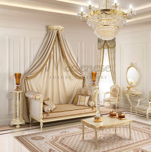 Классический полудиван - 17508 - Modenese Luxury Interiors - из ткани / из дерева / для гостиницы