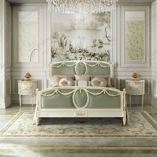 Двуспальная кровать - 17220 - Modenese Luxury Interiors - классическая / с обитым изголовьем / из ткани