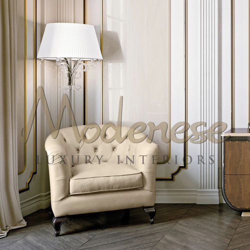 Кресло с обивкой - 20212 - Modenese Luxury Interiors - современное / из кожи / из бука