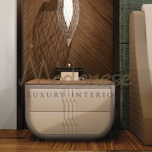 Современный ночной столик - 20125 - Modenese Luxury Interiors - из дерева / из кожи / из латуни