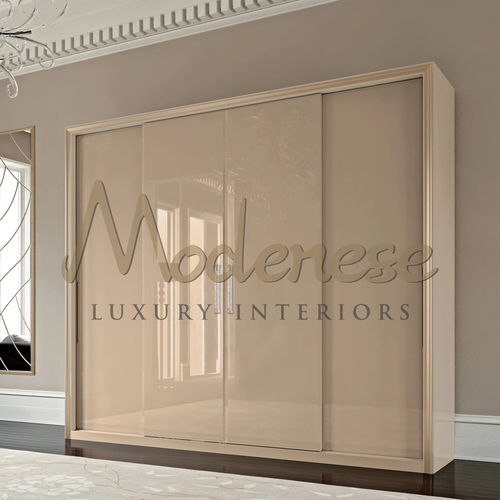 Современный шкаф для одежды - 21221 - Modenese Luxury Interiors - из блестящей лакированной древесины / с раздвижной дверцей / не определено