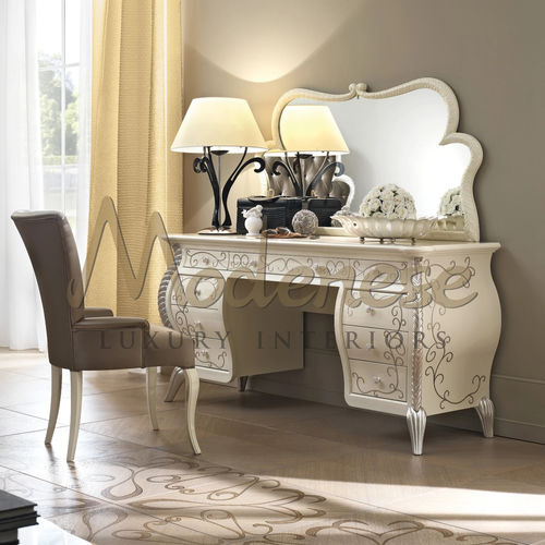 Туалетный столик барокко - 21216 - Modenese Luxury Interiors - из серебра / из лакированной древесины / напольный