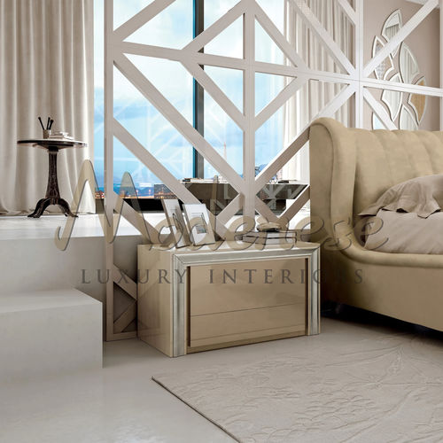 Ночной столик минималистский дизайн - 21205 - Modenese Luxury Interiors - из лакированной древесины / из блестящей лакированной древесины / плоский