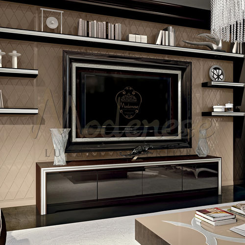 Современная тумба под телевизор - 21110 - Modenese Luxury Interiors - 4 дверцы / из бука / из позолоченного дерева с золотым листом