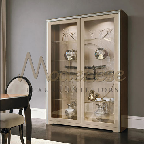 Современный шкаф-витрина - 21108 - Modenese Luxury Interiors - из бука / из стекла / с распашными дверьми