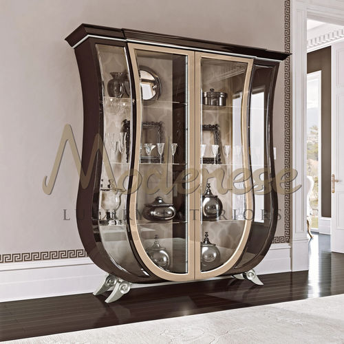 Современный шкаф-витрина - 21102 - Modenese Luxury Interiors - напольный / из дерева / из бука