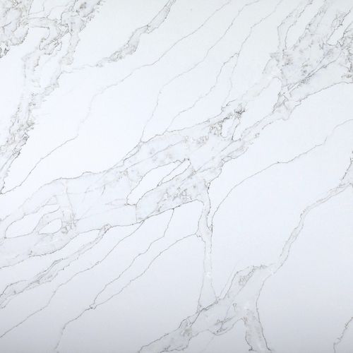 Плита из камня из кварца - 8057 Calacatta Apuano - OKITE - для ванной комнаты / для кухни / глянцевая