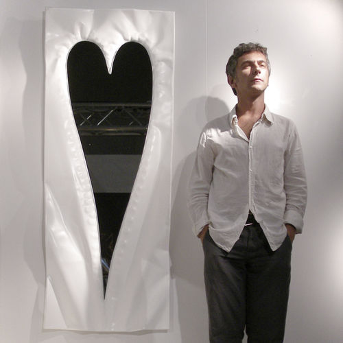 Настенное зеркало - CUORE BIANCO / WHITE HEART - marco mazzei - современное / прямоугольное / из окрашенного металла