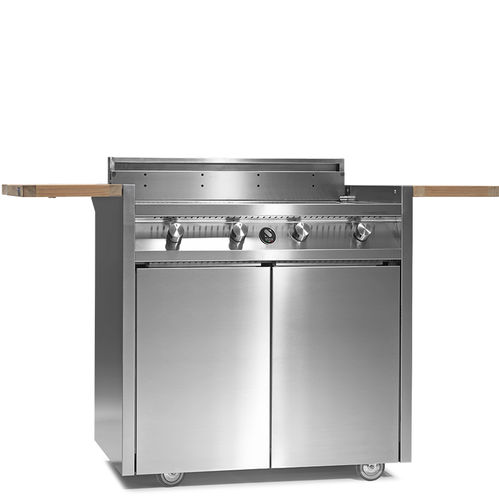 Газовое барбекю - GREEN 90 - STEEL - на роликах / из нержавеющей стали / из тикового дерева