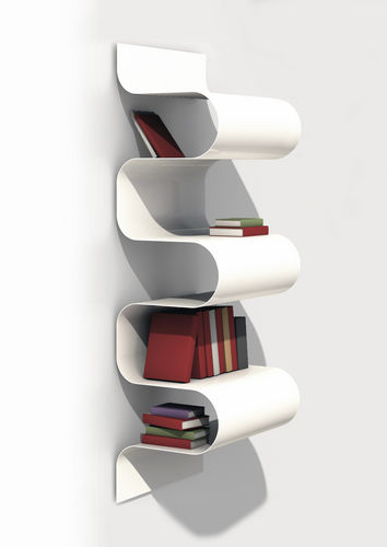 Настенный стеллаж - wave bookshelf  - VIDAME EDITIONS - уникальный дизайн / из металла / белый