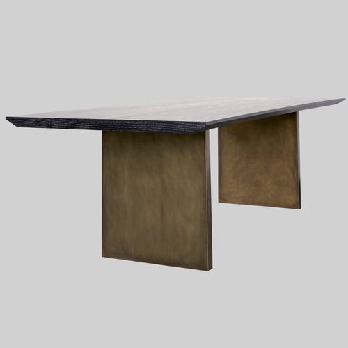 Современный обеденный стол - MARMARA - Aguirre Design - из дуба / с основанием из латуни / прямоугольный