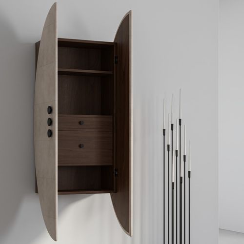 Настенный буфет - PEARL - Aguirre Design - современный / из орехового дерева / на заказ