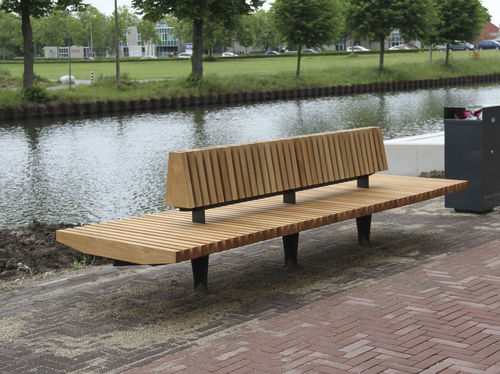Современная общественная скамейка - PANARO - ANAE street furniture - из дерева / из стали, покрытой порошком / со спинкой