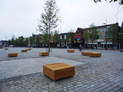 Современная общественная скамейка - OLT - ANAE street furniture - из лиственных пород дерева / из бамбука / из гальванизированной стали