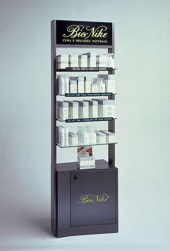 Выставочный стенд-витрина для косметической продукции - BIONIKE - Italvetrine - из стекла / односторонний / 5 уровней