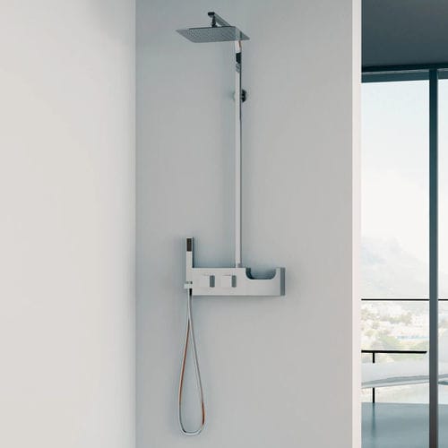 Термостатическая душевая стойка - Aquachrome - Kinedo - из нержавеющей стали / хромированная отделка / настенная