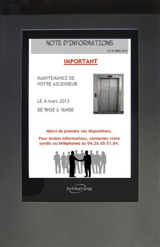 Настенное информационное табло - TABLEAU D'AFFICHAGE NUMERIQUE - Intratone - для интерьера / цифровое / из стали