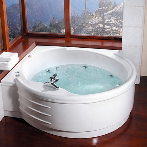 Угловая ванна - MERIDIAN - Awal Bathsystem - из акрила / гидромассажная / белая