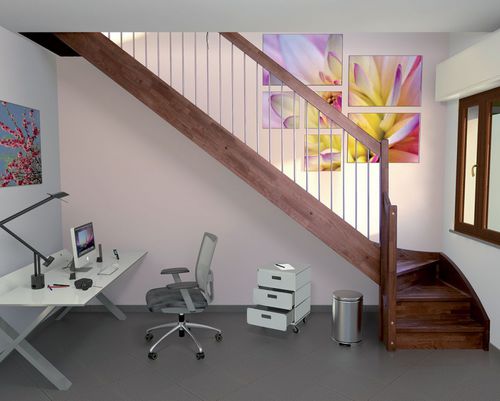 Лестница с поворотом на 90° - TULIPANO H  - New Living srl - с деревянными ступеньками / деревянная конструкция / современная