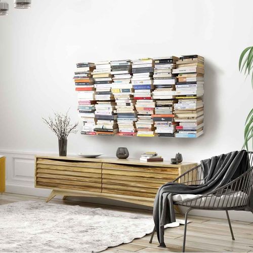 Настенный книжный шкаф - UV60x4-B-L - TEEbooks - современный / из стали / белый