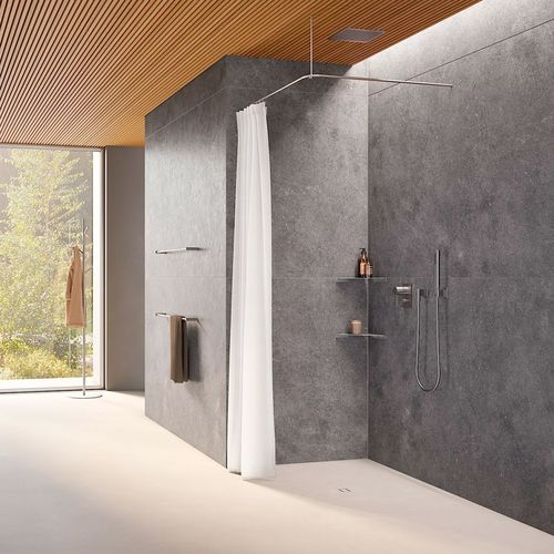 Карниз для душевой шторы из матовой нержавеющей стали - DSE900 - PHOS Design GmbH - угловой / L-образный