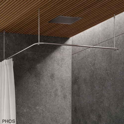 Карниз для душевой шторы из матовой нержавеющей стали - DSE800F - PHOS Design GmbH - угловой / L-образный