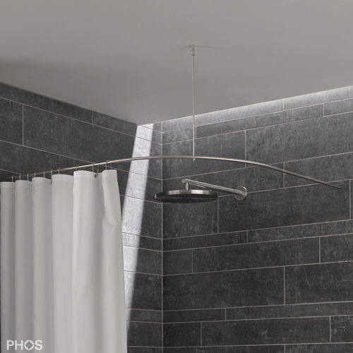 Карниз для душевой шторы из матовой нержавеющей стали - DSB300-1000 - PHOS Design GmbH - изогнутый / угловой