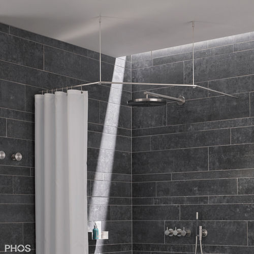 Карниз для душевой шторы из матовой нержавеющей стали - DSFE800 - PHOS Design GmbH - угловой