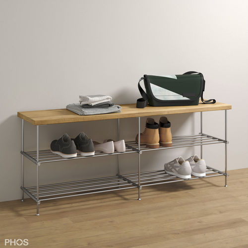 Современный Стеллаж для обуви - SB1200-2-Eiche - PHOS Design GmbH - самонесущий / из матовой нержавеющей стали / из нержавеющей стали