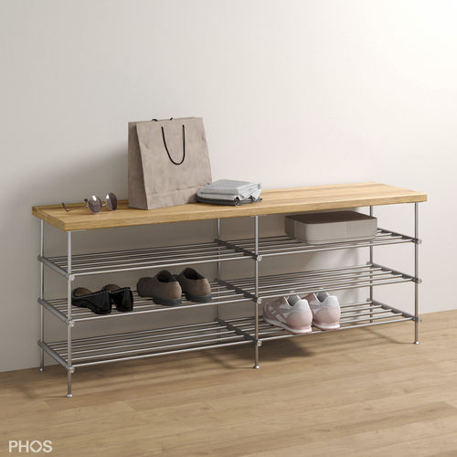 Современный Стеллаж для обуви - SB1200-3-Eiche - PHOS Design GmbH - самонесущий / из матовой нержавеющей стали / из нержавеющей стали