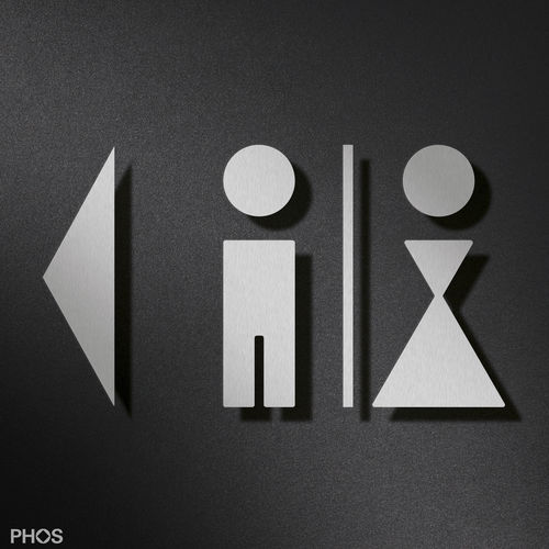Пиктограмма на дверь для указания направления - P0202  - PHOS Design GmbH - из матовой нержавеющей стали / приклеиваемый / для прихожей