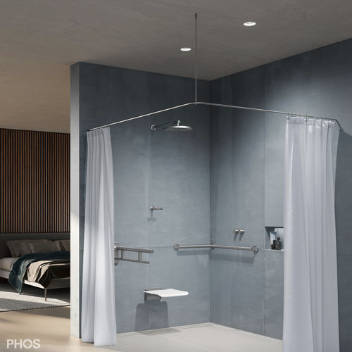 Карниз для душевой шторы из матовой нержавеющей стали - DSE1000 - PHOS Design GmbH - угловой / L-образный