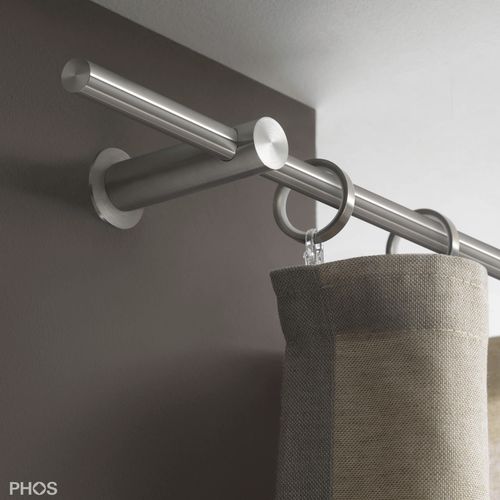 Карниз для штор из матовой нержавеющей стали - VS20-80-1200 - PHOS Design GmbH - с ручным приводом / по индивидуальным замерам / настенное крепление