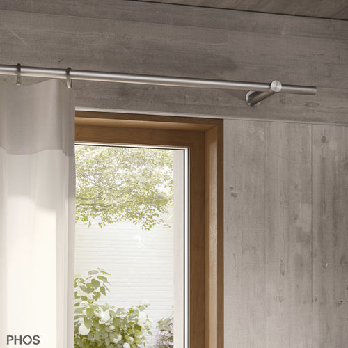 Карниз для штор из матовой нержавеющей стали - VS26-135-1000 - PHOS Design GmbH - с ручным приводом / по индивидуальным замерам / настенное крепление