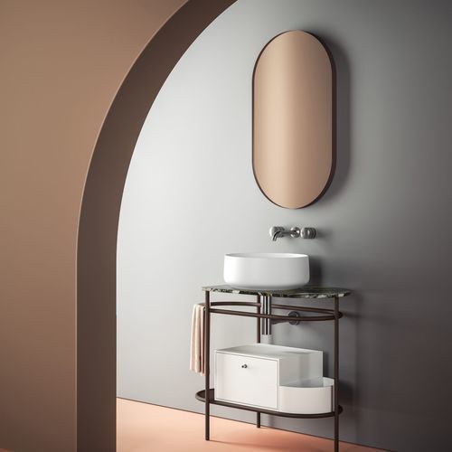 Настенное зеркало для ванной комнаты - LOOK ARCO  - ART CERAM - современное / овальное / из алюминия