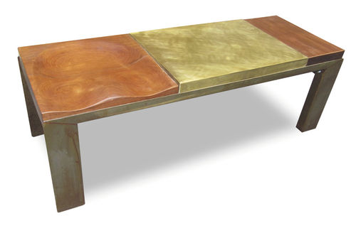 Современная скамейка - BRASS BENCH - ICI ET LA - из дерева / из дуба / из стали