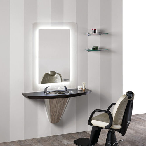 Современный туалетный столик - CLIFF - Salon Ambience - из нержавеющей стали / настенный / для парикмахерской