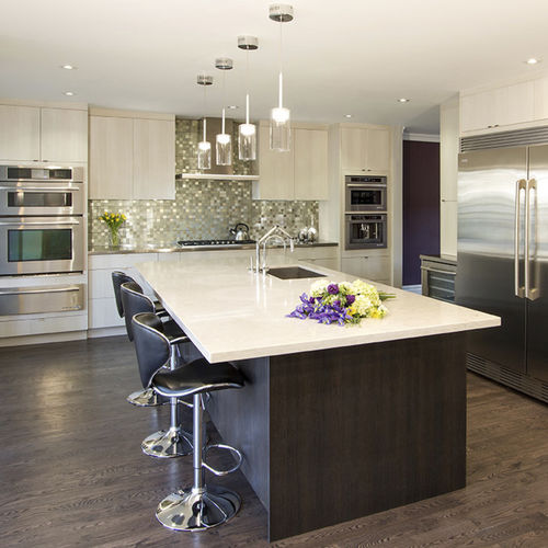 Современная кухня - TRIBECA - AYA kitchens - из меламина / островного типа / L-образная