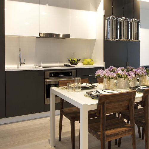 Современная кухня - BOWERY - AYA kitchens - из меламина / островного типа / L-образная