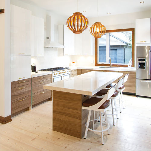 Современная кухня - HUDSON - AYA kitchens - из меламина / островного типа / L-образная