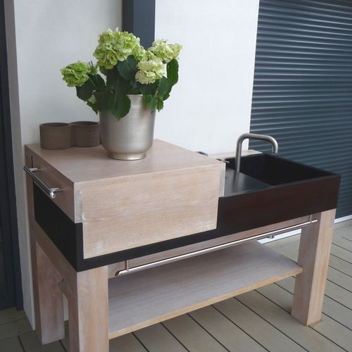Тумба для раковины из нержавеющей стали для сада - PLANCHA - BALIAN BETON Atelier